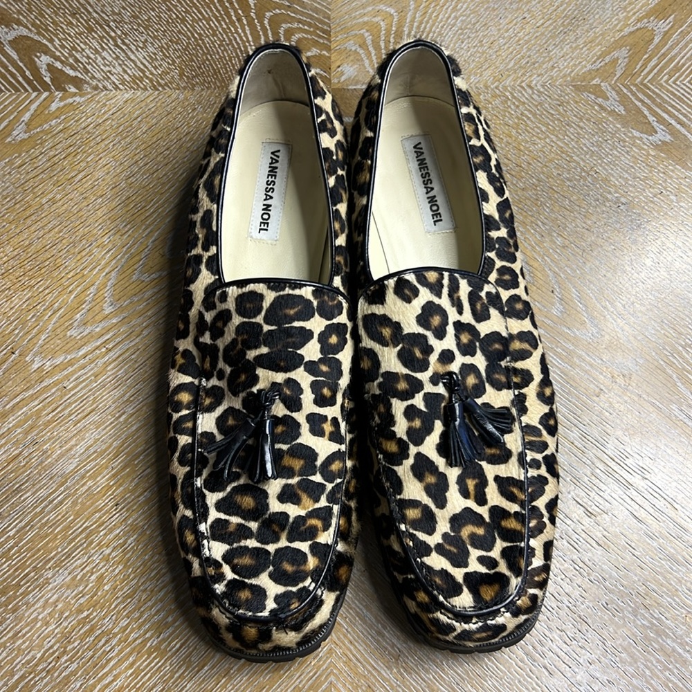 VANESSA NOEL Leopard Chunky Tassel Loafer 41.5 - Picture 2 of 11